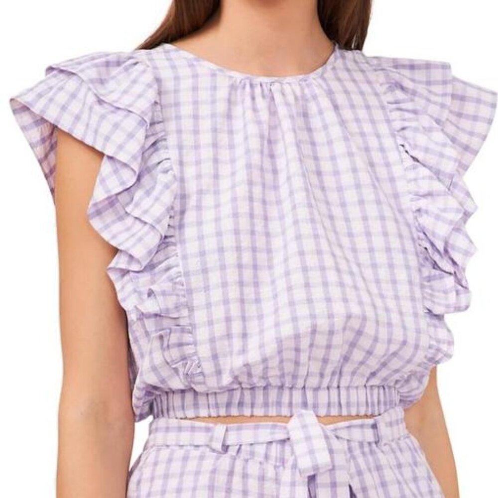Riley & Rae Womens Checkered Daytime Blouse
